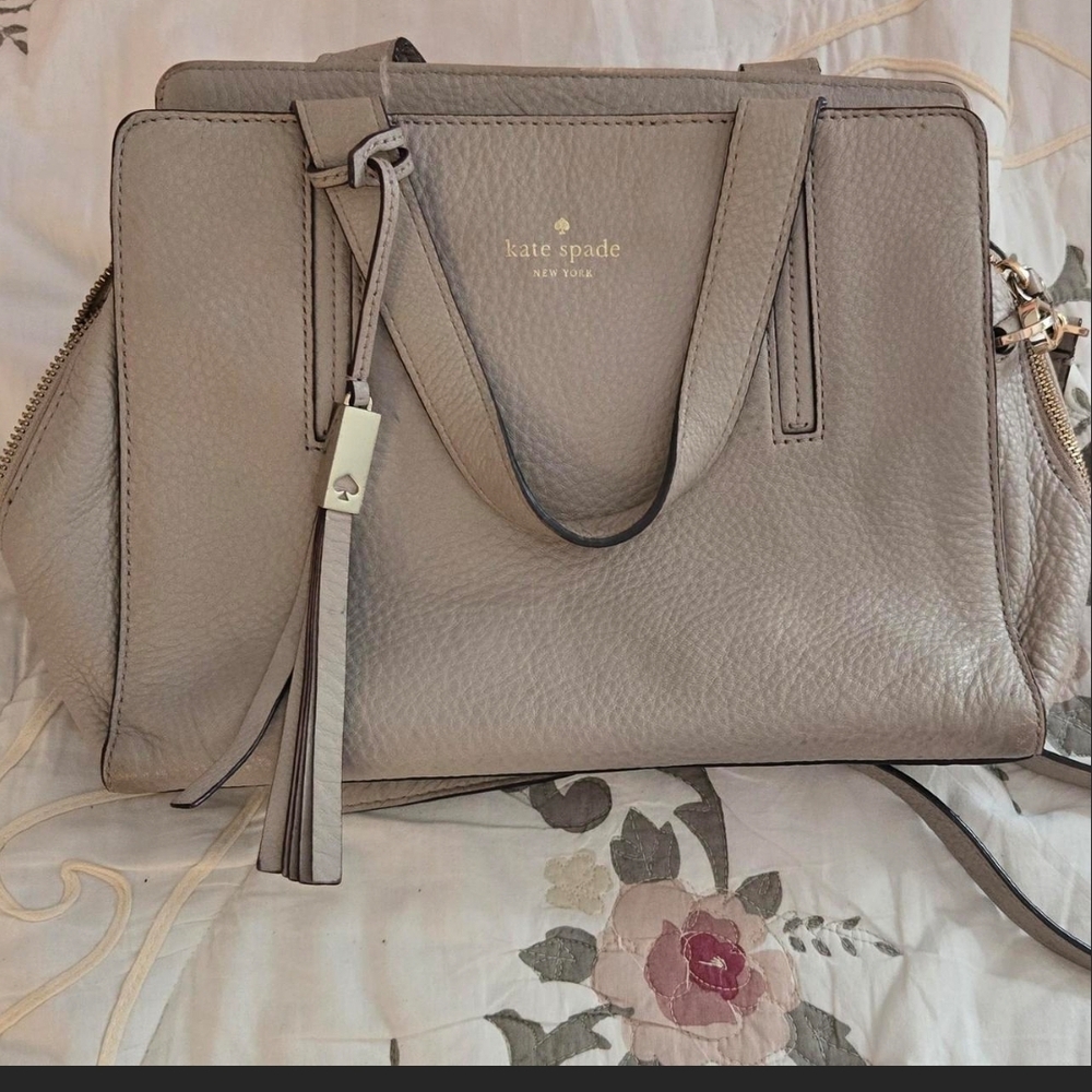 kate spade Pebbled Leather Satchel in Light Gray